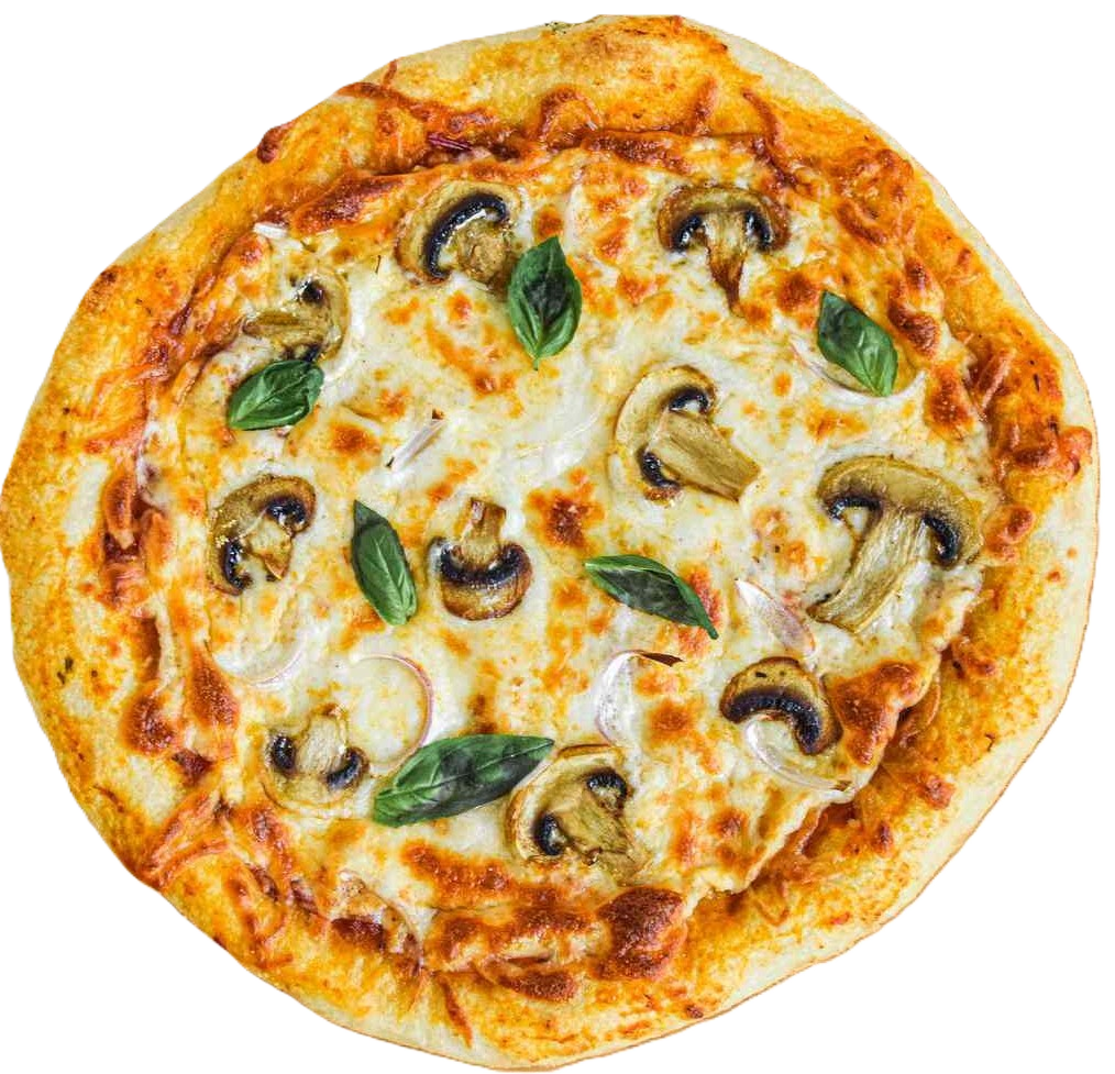 Een heerlijke pizza van bovenaf gefotografeerd, steeds ronddraaiend